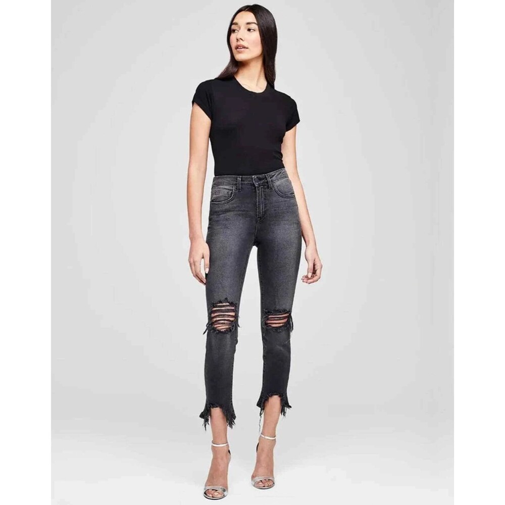 LAGENCE 2427EKND The High Line Black Distressed Cropped Skinny Jeans SIZE 28